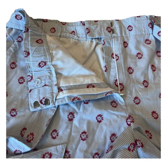 LOFT Sun Dot Tie Waist Nautical Stripe with Embroidery Size 14 NWOT Blue Coral - Picture 14 of 15